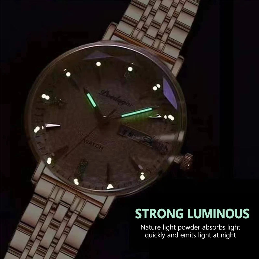 Women New Luxury Bracelet Simple Rose Gold Stainless Steel Wristwatch