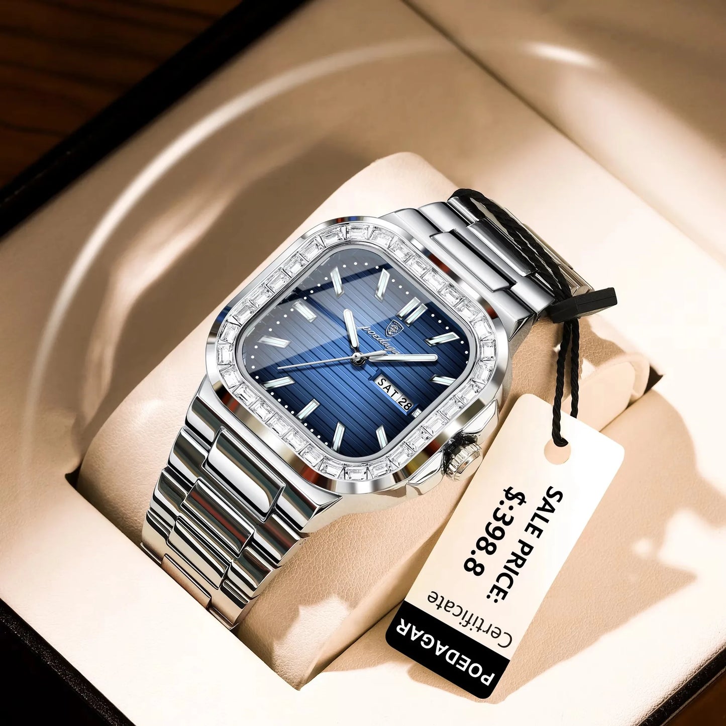 New Luxury Gold Blue Quartz Watch for Men