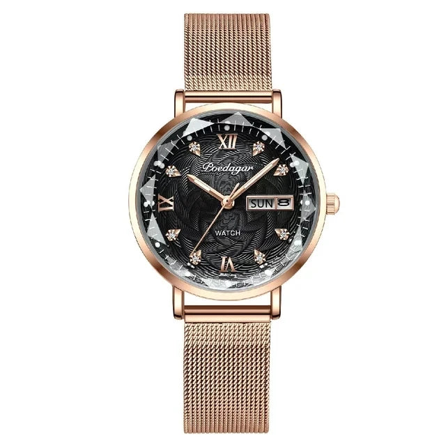 Women New Luxury Bracelet Simple Rose Gold Stainless Steel Wristwatch