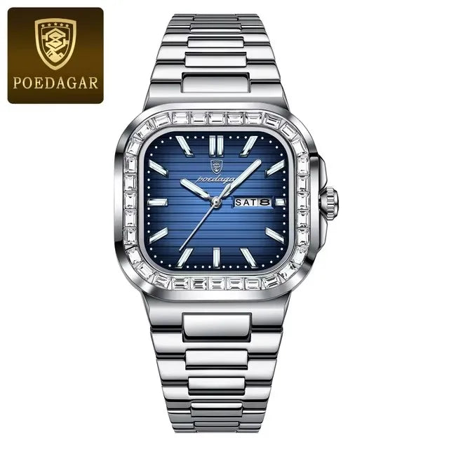 New Luxury Gold Blue Quartz Watch for Men