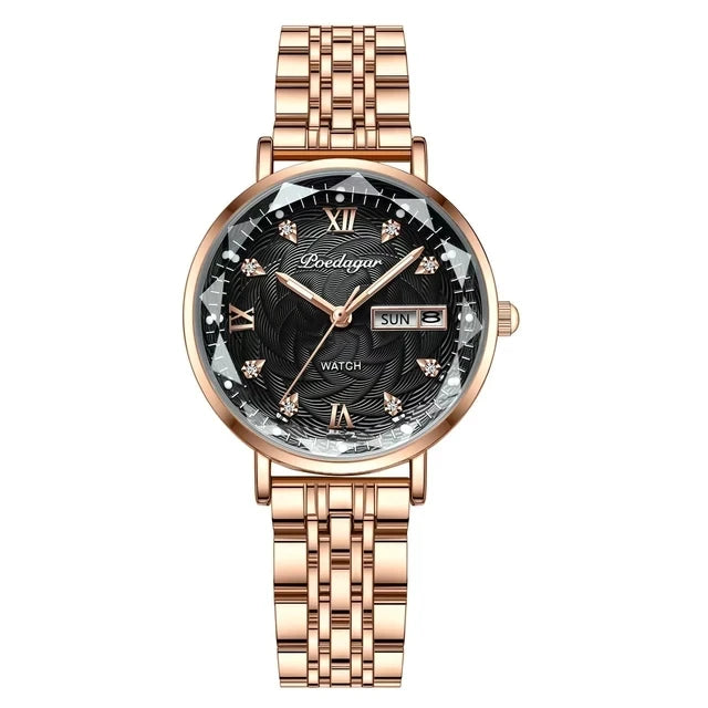 Women New Luxury Bracelet Simple Rose Gold Stainless Steel Wristwatch
