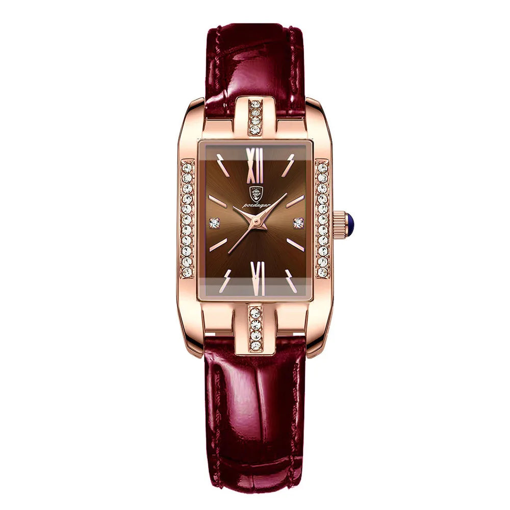 Woman Diamond Watch Luxury Rose Gold Rectangle