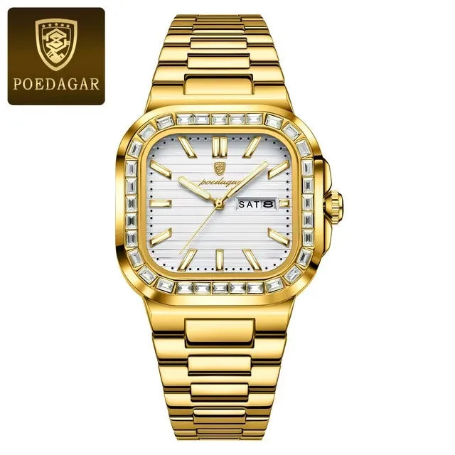 New Luxury Gold Blue Quartz Watch for Men