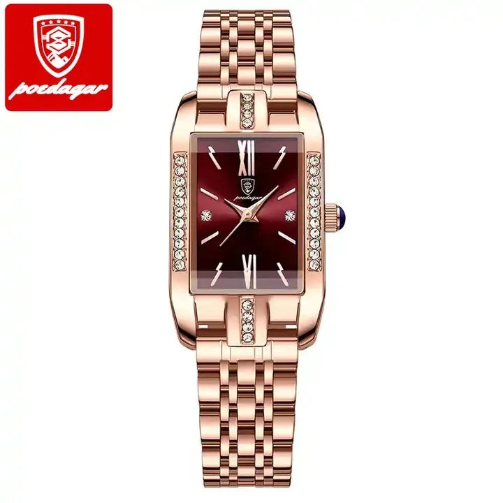 Woman Diamond Watch Luxury Rose Gold Rectangle