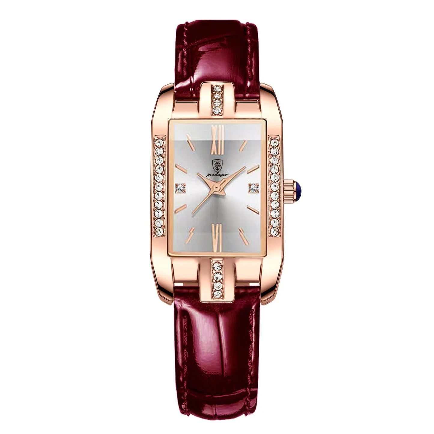 Woman Diamond Watch Luxury Rose Gold Rectangle