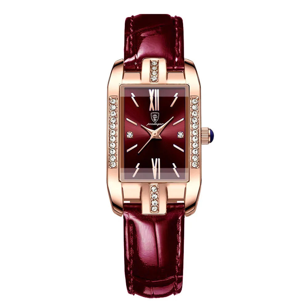 Woman Diamond Watch Luxury Rose Gold Rectangle