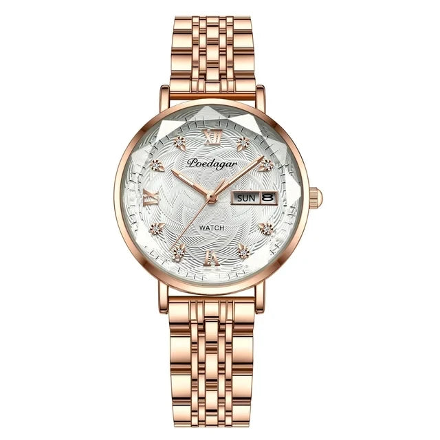 Women New Luxury Bracelet Simple Rose Gold Stainless Steel Wristwatch