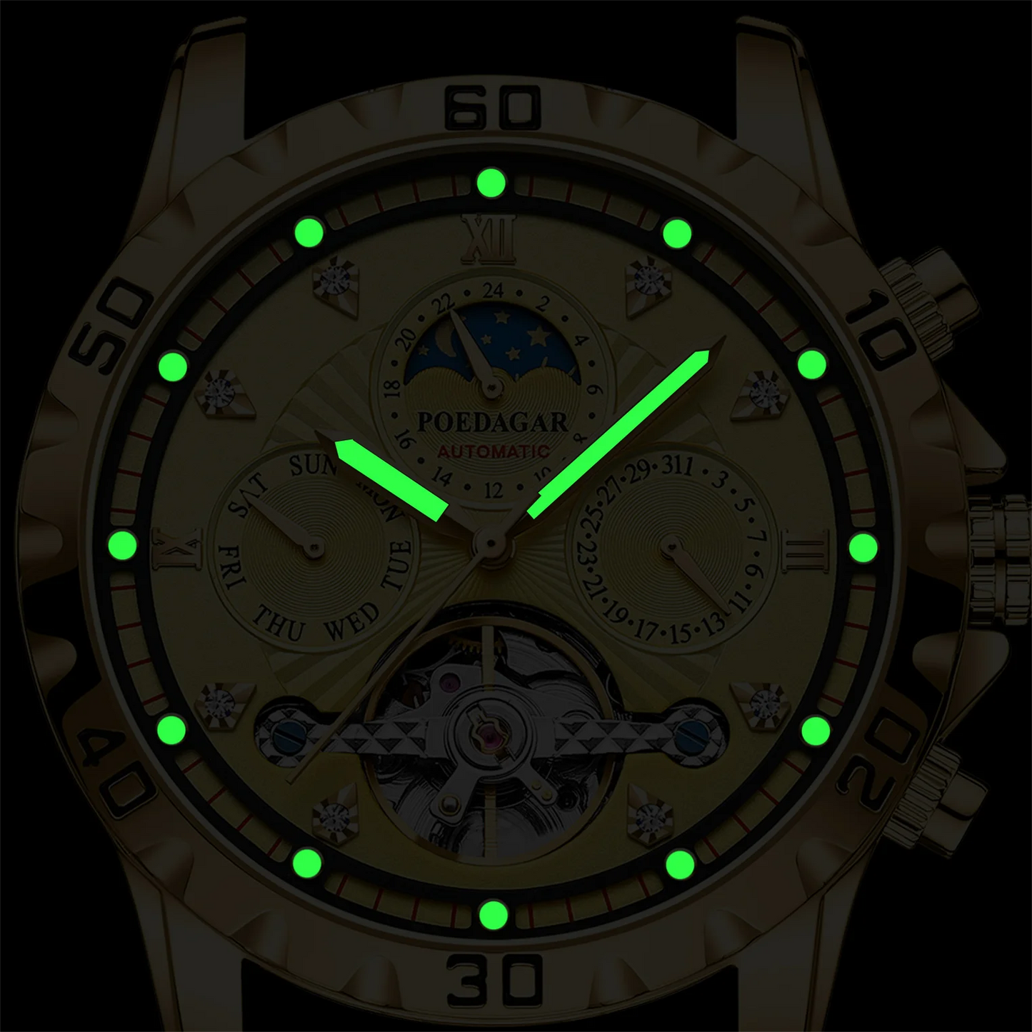 Charm Montre Reloj Hombre Gold Diamond Mechanical Watche