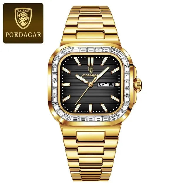 New Luxury Gold Blue Quartz Watch for Men