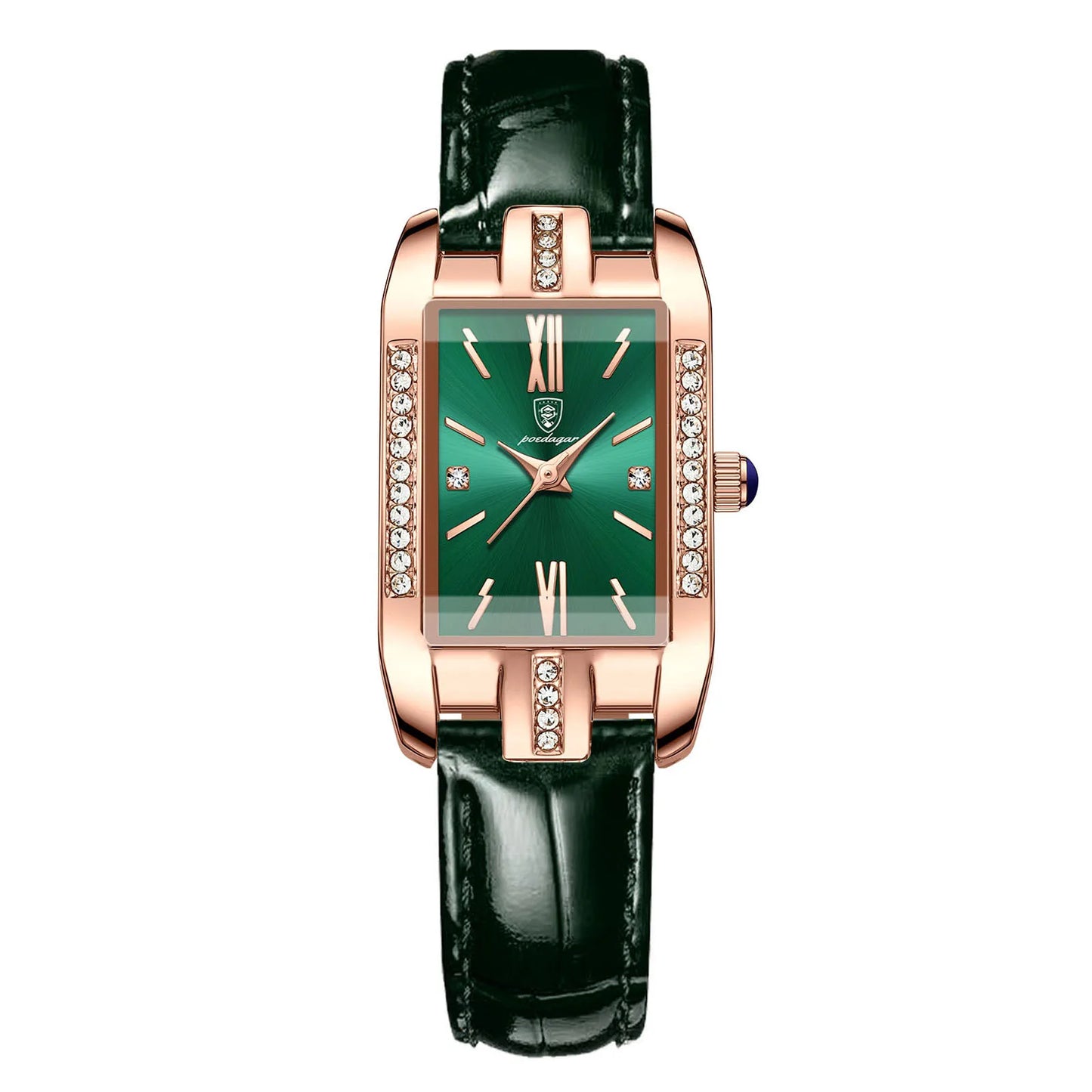 Woman Diamond Watch Luxury Rose Gold Rectangle