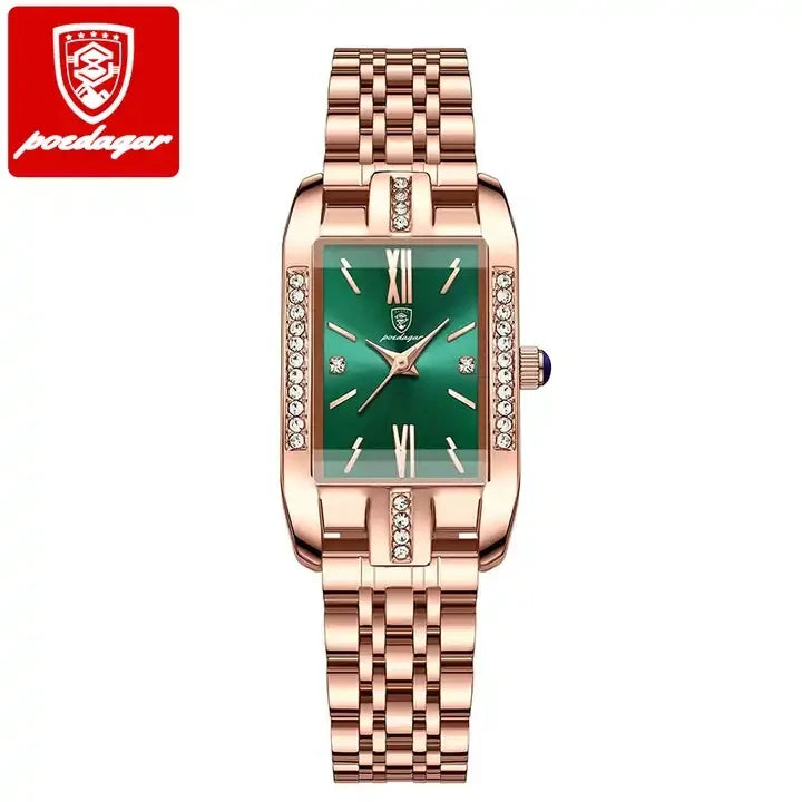 Woman Diamond Watch Luxury Rose Gold Rectangle
