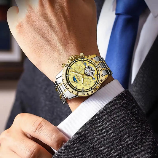 Charm  Montre Reloj Hombre Gold Diamond Mechanical Watche