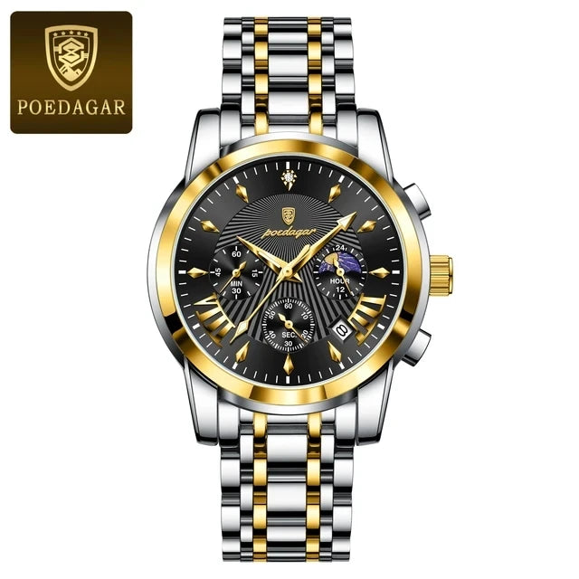 Luxury Gold Blue Stainless Steel  Watch