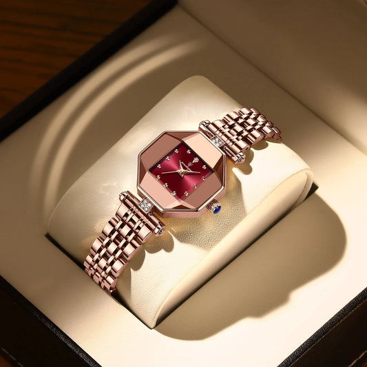 Starry Dial Luxury Diamond Steel Strap Dress Business Watches for Women Fashion