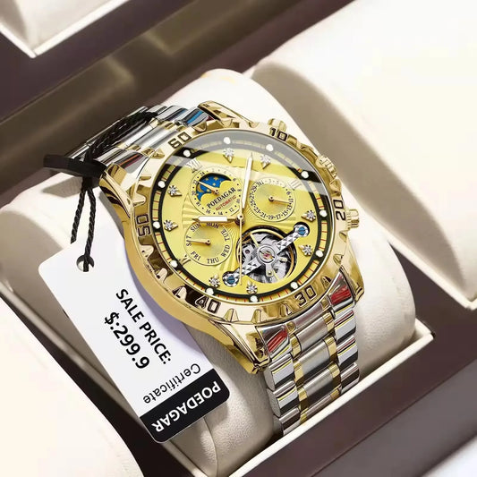 Charm  Montre Reloj Hombre Gold Diamond Mechanical Watche