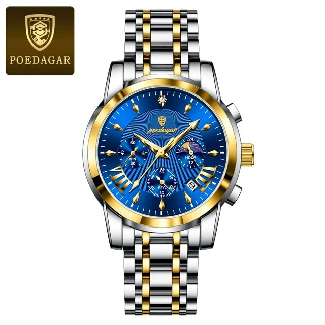 Luxury Gold Blue Stainless Steel  Watch